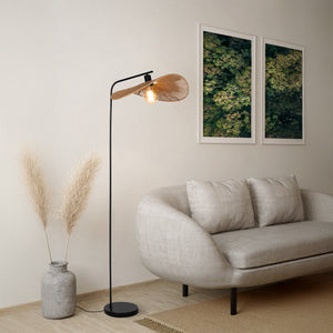 Eglo EU SIRUELA Vintage Floor Lamp – Black Steel, Natural Paper Shade, E27 Fitting