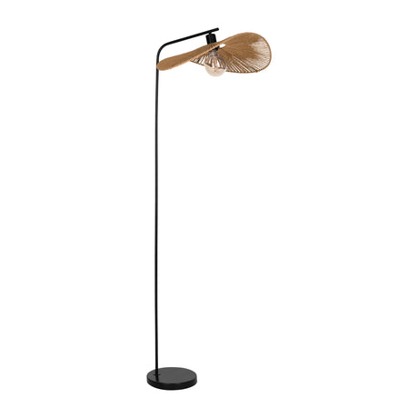 Eglo EU SIRUELA Vintage Floor Lamp – Black Steel, Natural Paper Shade, E27 Fitting