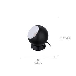 Eglo EU Petto 1 Table Lamp Black Steel Circular Spotlight with White Inner Reflector, Adjustable Head, GU10 LED 3000K