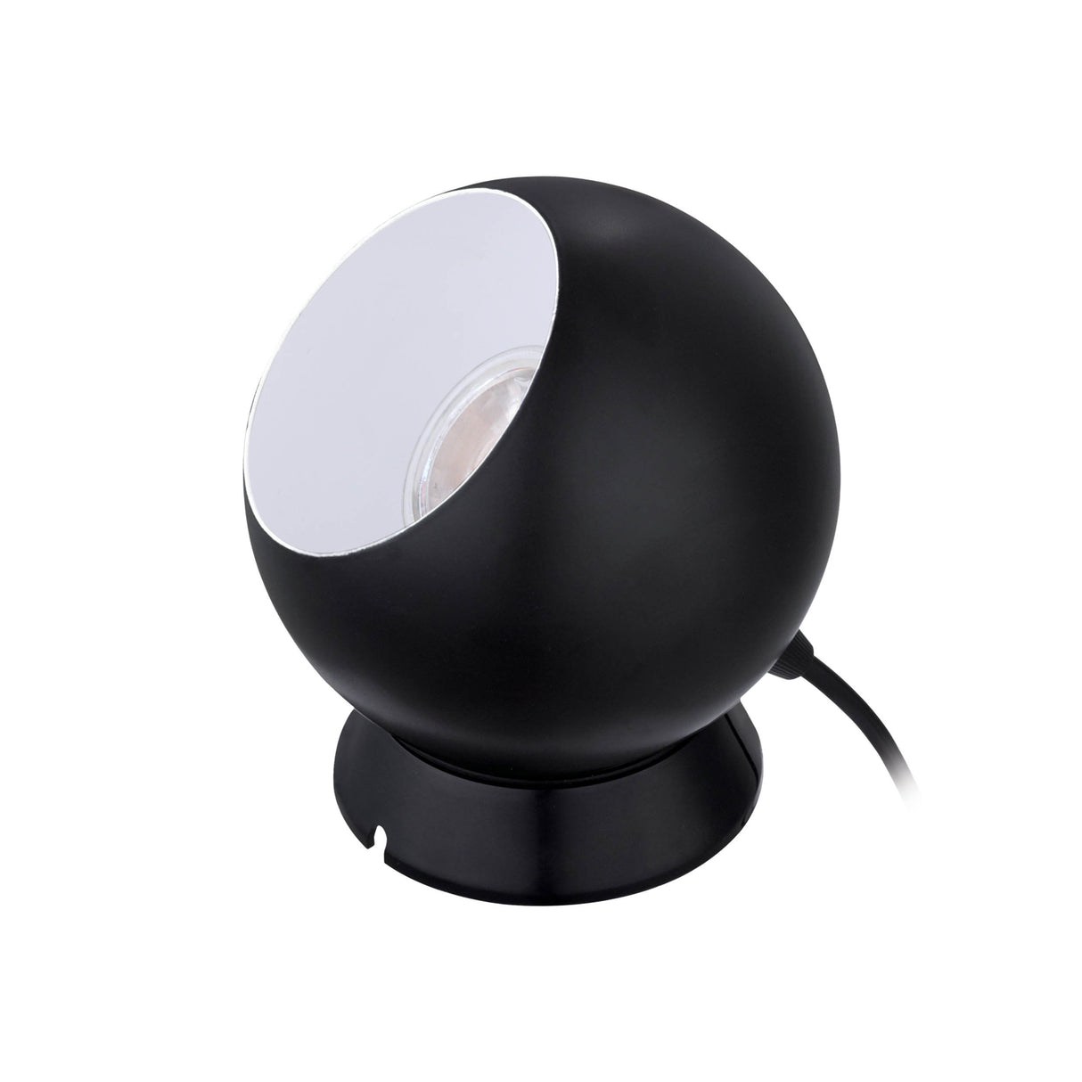Eglo EU Petto 1 Table Lamp Black Steel Circular Spotlight with White Inner Reflector, Adjustable Head, GU10 LED 3000K