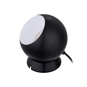 Eglo EU Petto 1 Table Lamp Black Steel Circular Spotlight with White Inner Reflector, Adjustable Head, GU10 LED 3000K