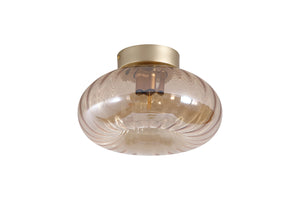 Searchlight Electric Celestial 1Lt Flush, Gold Metal with Amber Glass 32156-28GO