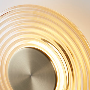Searchlight Electric Cleo LED Wall Light, Antique Brass Metal with Amber Glass 32210AM