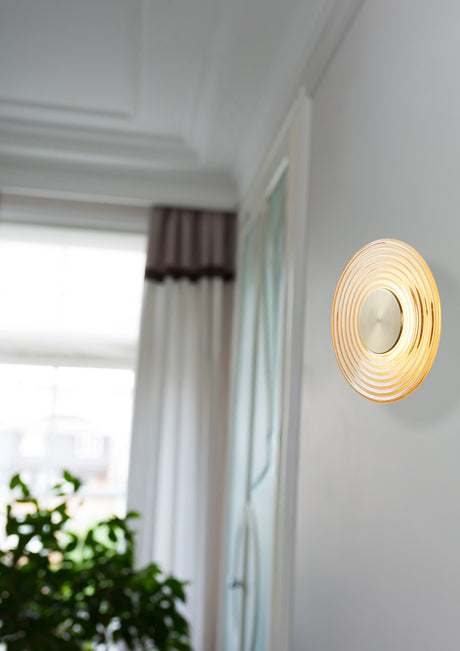Searchlight Electric Cleo LED Wall Light, Antique Brass Metal with Amber Glass 32210AM