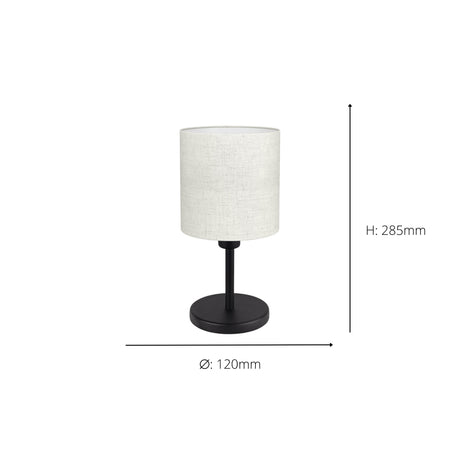 Eglo EU Montetto 1 Table Lamp Natural Fabric Shade with Black Steel Base, E14