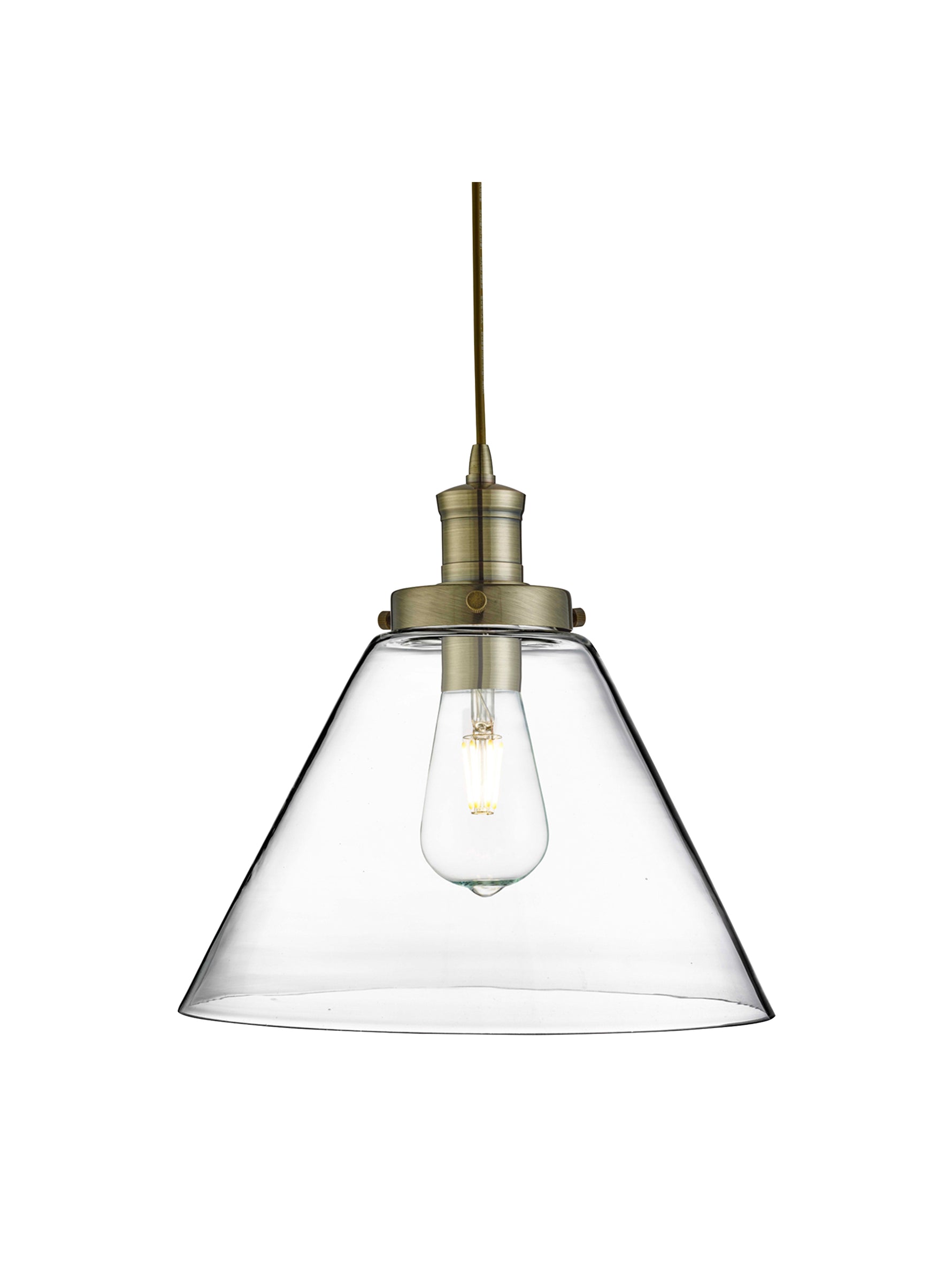 Pyramid  Pendant  - Antique Brass Metal & Glass