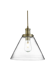 Pyramid  Pendant  - Antique Brass Metal & Glass