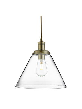 Pyramid  Pendant  - Antique Brass Metal & Glass