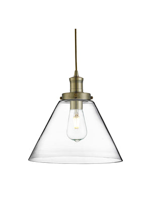 Pyramid  Pendant  - Antique Brass Metal & Glass