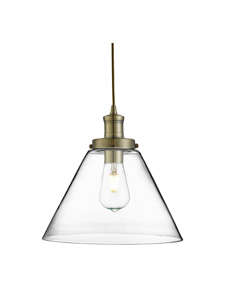 Pyramid  Pendant  - Antique Brass Metal & Glass