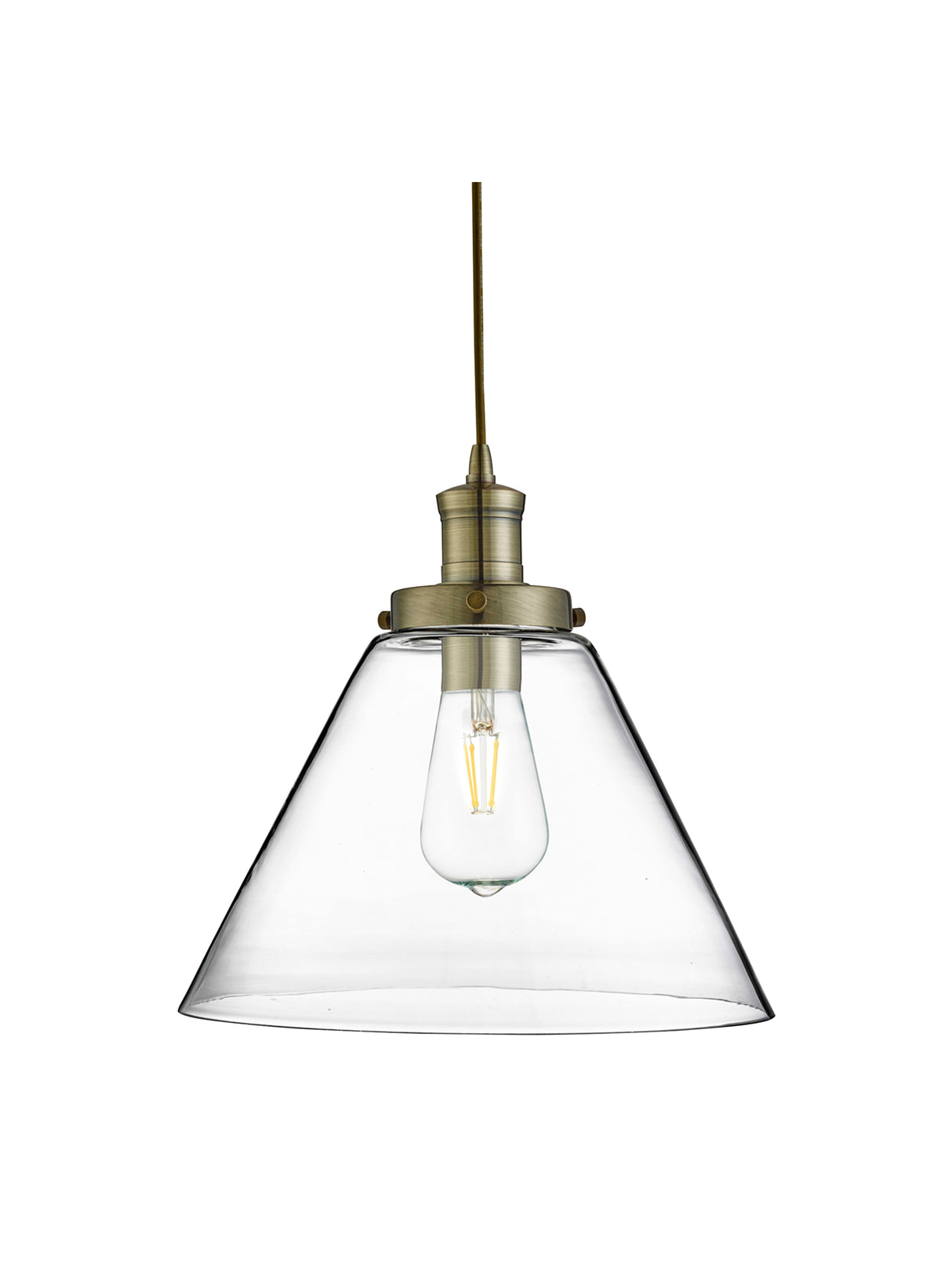 Searchlight Electric Pyramid  Pendant  - Antique Brass Metal & Glass 3228AB