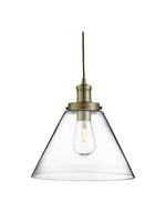 Searchlight Electric Pyramid  Pendant  - Antique Brass Metal & Glass 3228AB
