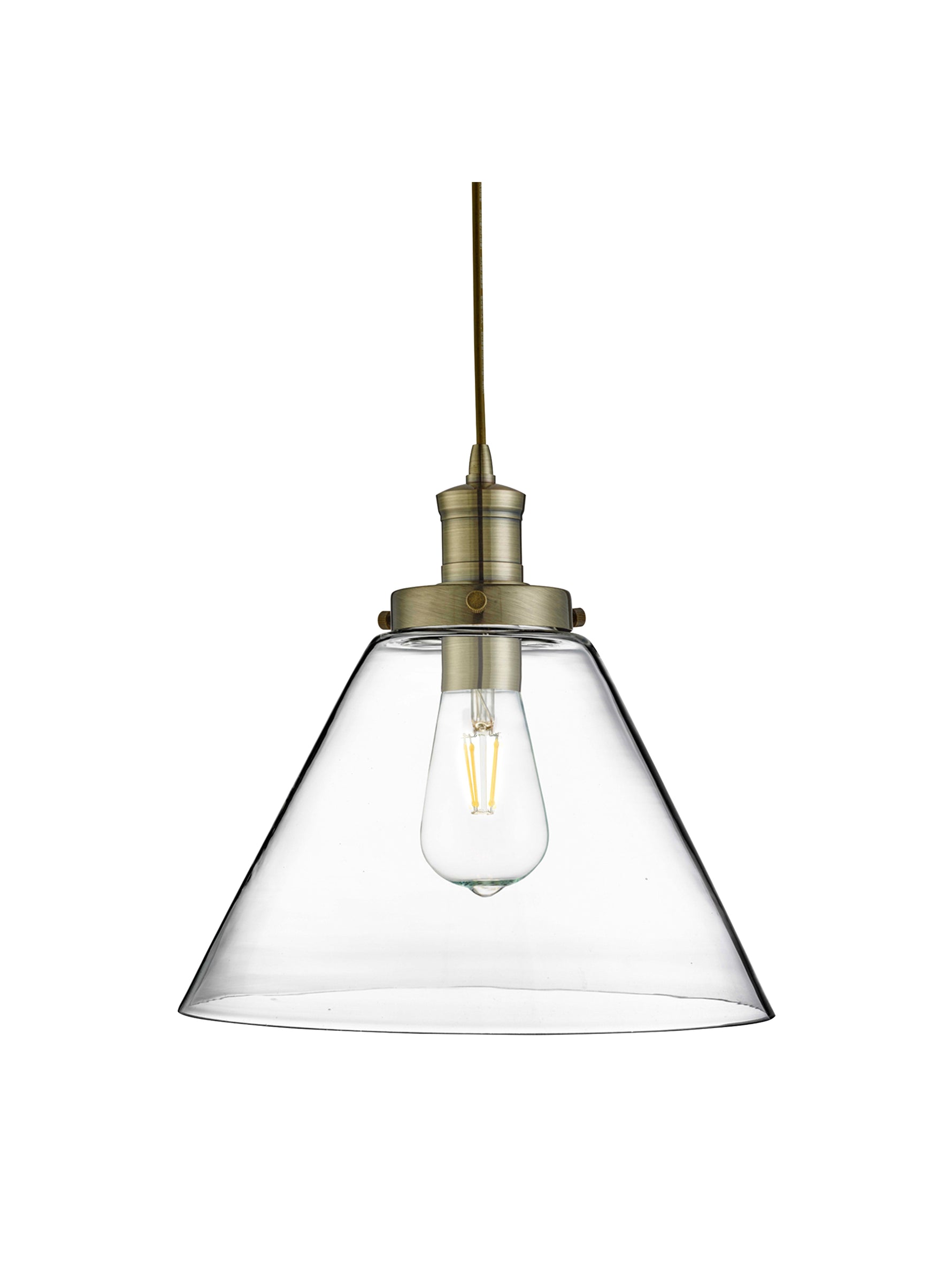 Searchlight Electric Pyramid  Pendant  - Antique Brass Metal & Glass 3228AB