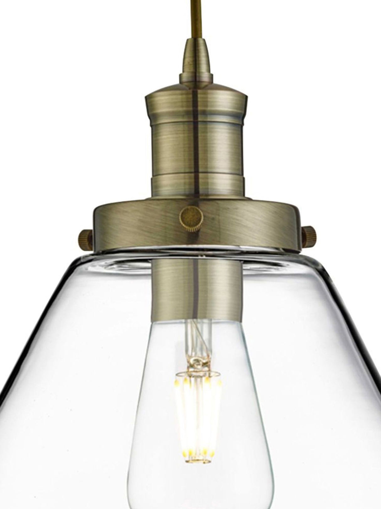 Searchlight Electric Pyramid  Pendant  - Antique Brass Metal & Glass 3228AB