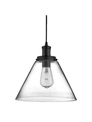 Searchlight Electric Pyramid  Pendant  - Black Metal & Glass 3228BK