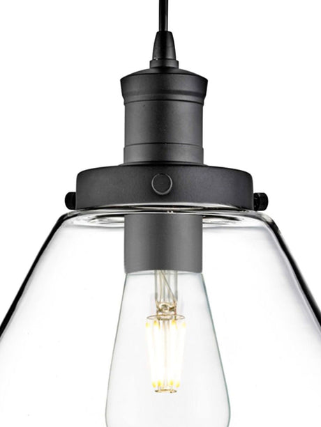 Searchlight Electric Pyramid  Pendant  - Black Metal & Glass 3228BK