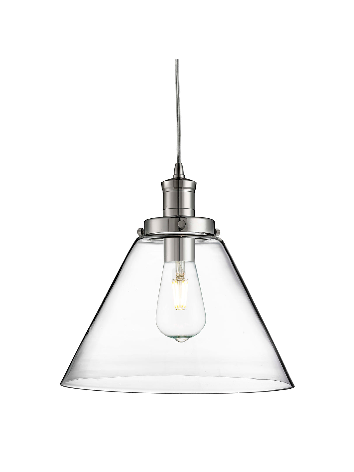 Pyramid  Pendant  - Chrome Metal & Glass