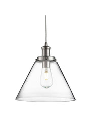 Pyramid  Pendant  - Chrome Metal & Glass