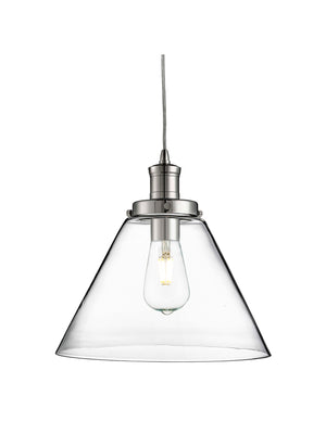 Pyramid  Pendant  - Chrome Metal & Glass