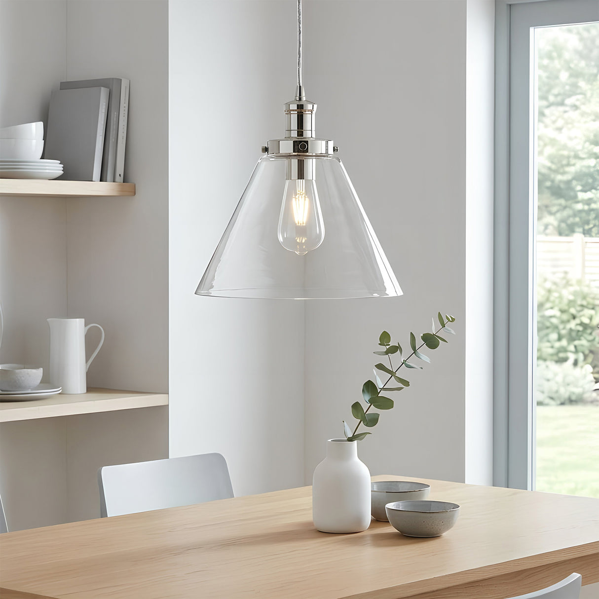 Searchlight Electric Pyramid  Pendant  - Chrome Metal & Glass 3228CC