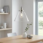 Searchlight Electric Pyramid  Pendant  - Chrome Metal & Glass 3228CC