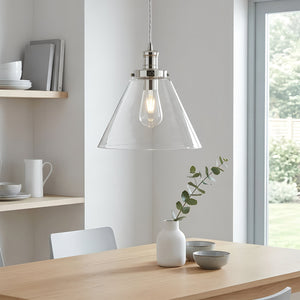 Searchlight Electric Pyramid  Pendant  - Chrome Metal & Glass 3228CC