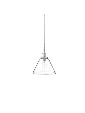 Pyramid  Pendant  - Satin Silver Metal & Glass