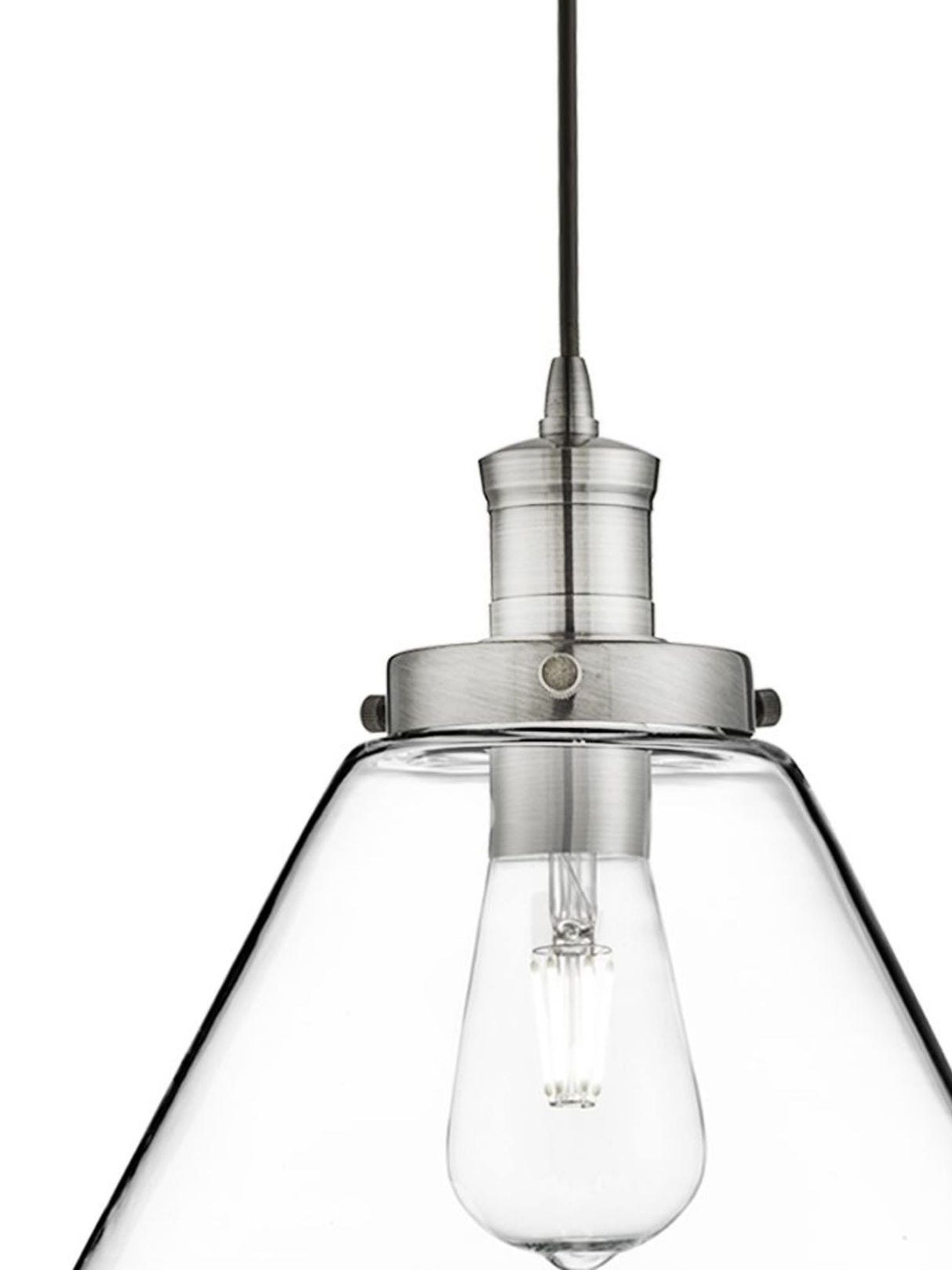 Searchlight Electric Pyramid  Pendant  - Satin Silver Metal & Glass 3228SS
