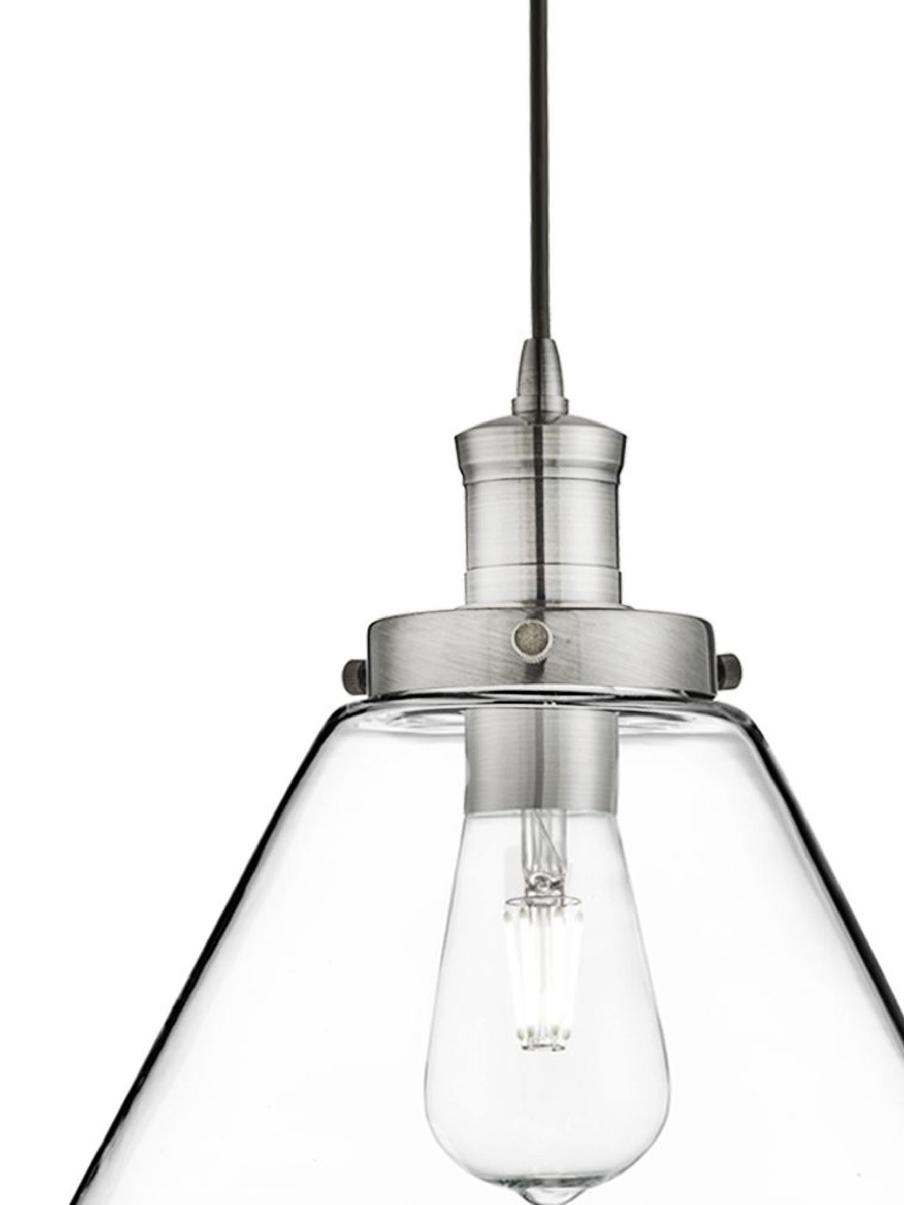 Searchlight Electric Pyramid  Pendant  - Satin Silver Metal & Glass 3228SS