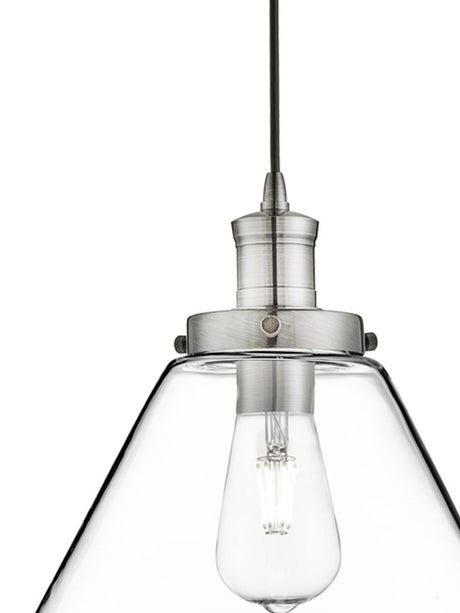 Searchlight Electric Pyramid  Pendant  - Satin Silver Metal & Glass 3228SS