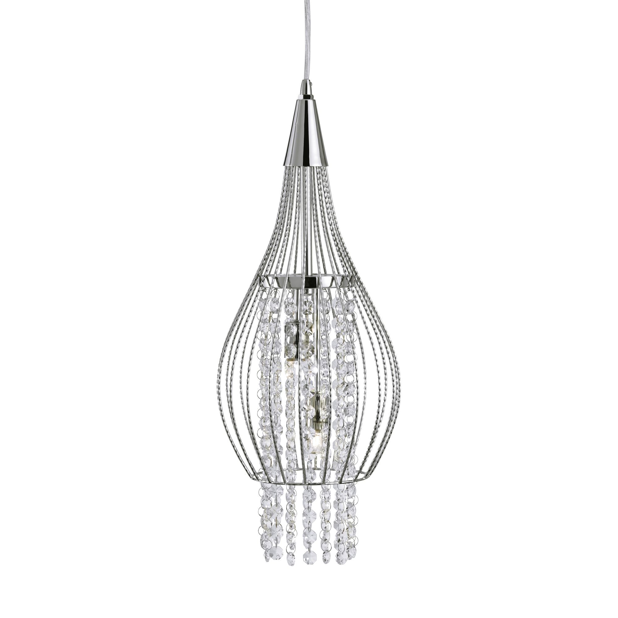 Rocket 2Lt Pendant - Chrome Metal & Crystal