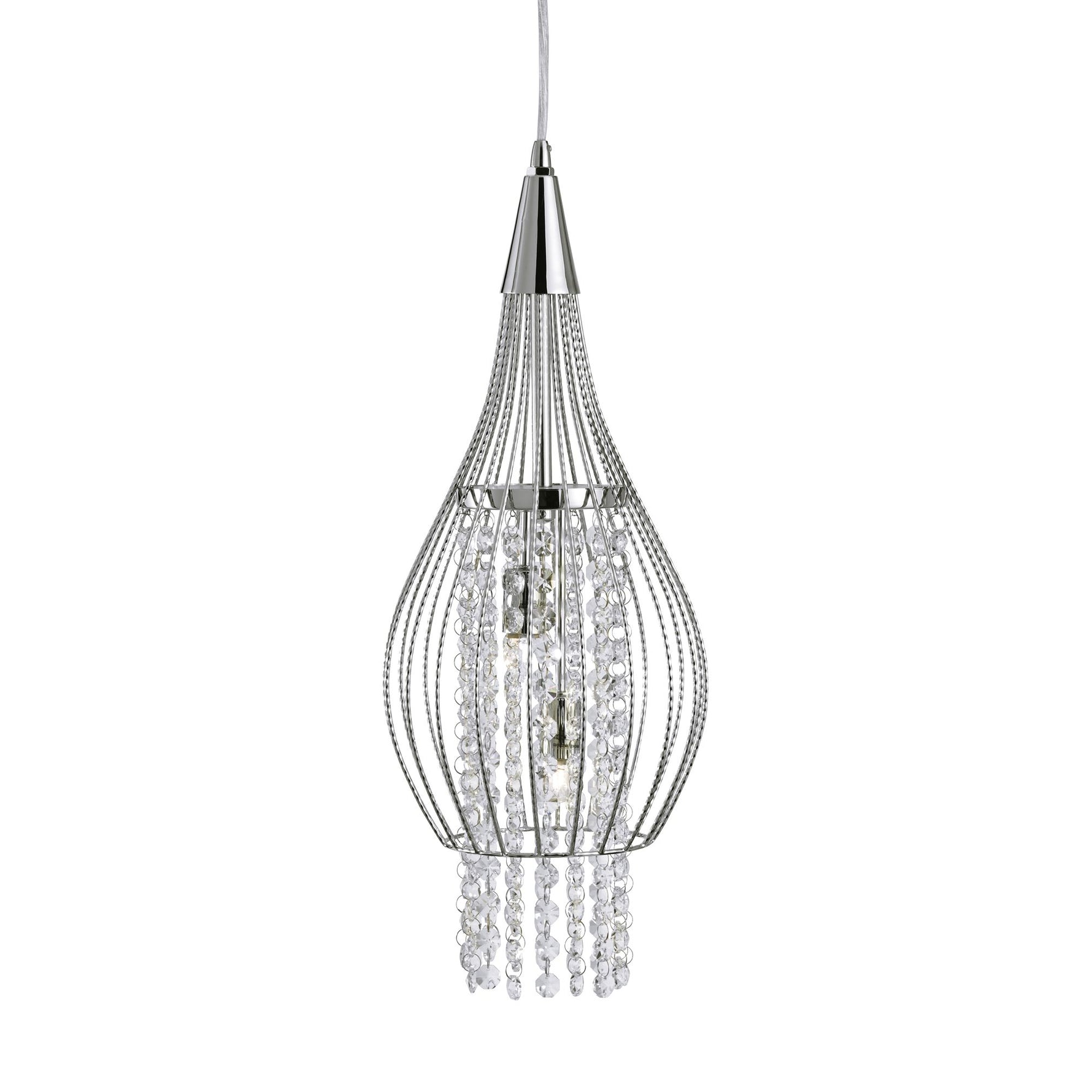 Rocket 2Lt Pendant - Chrome Metal & Crystal