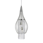 Rocket 2Lt Pendant - Chrome Metal & Crystal