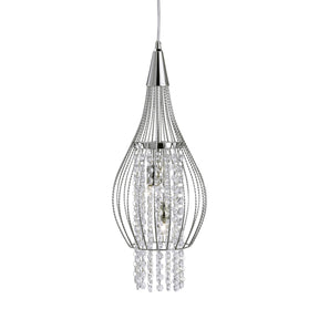 Rocket 2Lt Pendant - Chrome Metal & Crystal