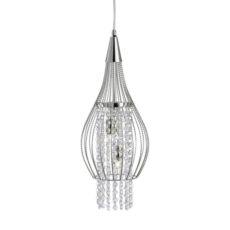 Rocket 2Lt Pendant - Chrome Metal & Crystal