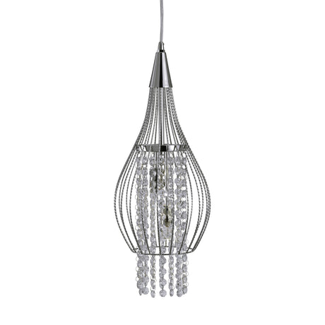 Searchlight Electric Rocket 2Lt Pendant - Chrome Metal & Crystal 3242-2CC