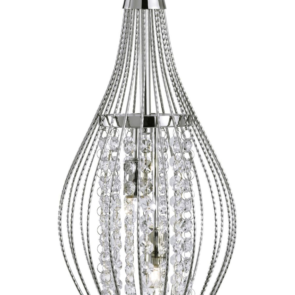 Searchlight Electric Rocket 2Lt Pendant - Chrome Metal & Crystal 3242-2CC
