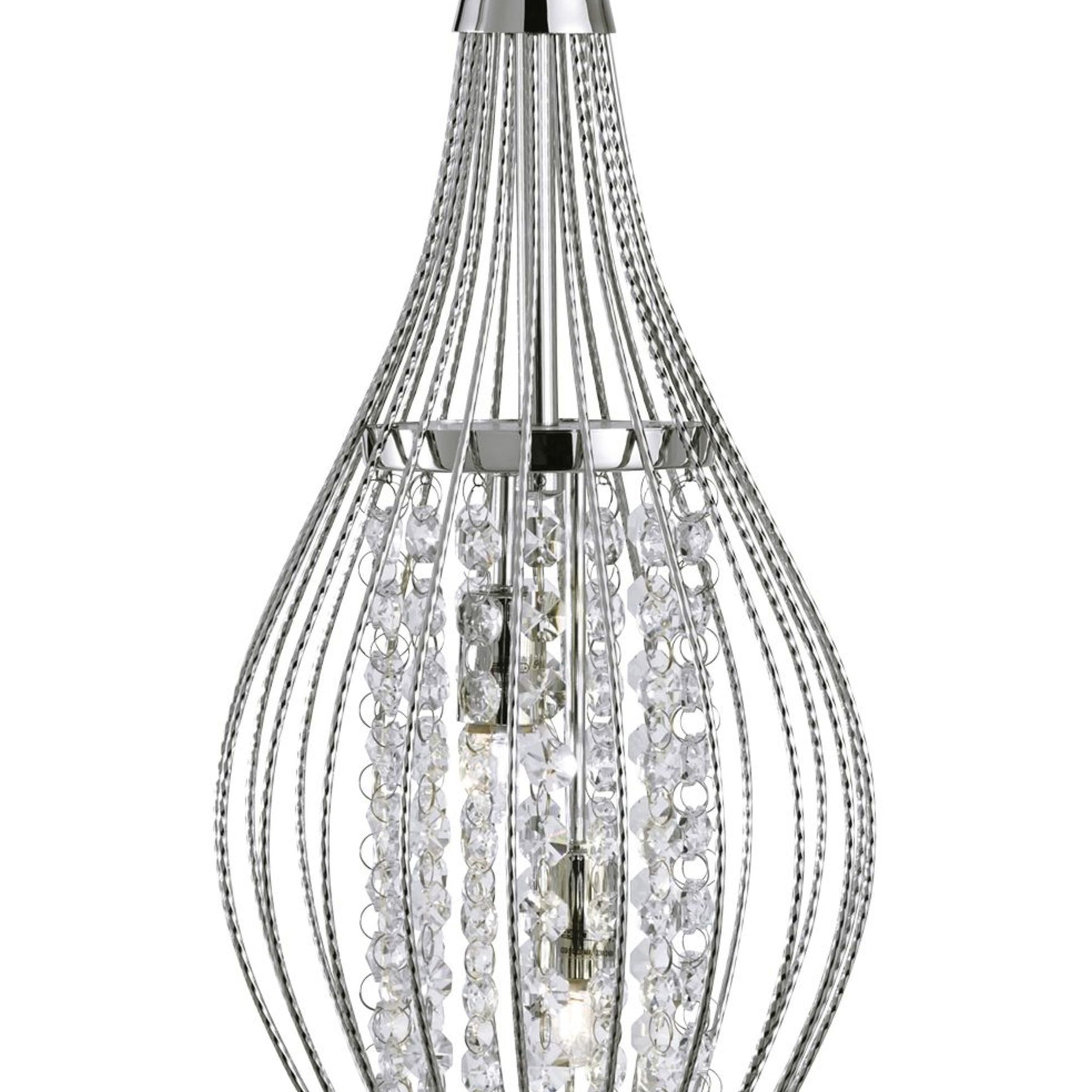 Searchlight Electric Rocket 2Lt Pendant - Chrome Metal & Crystal 3242-2CC