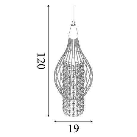Searchlight Electric Rocket 2Lt Pendant - Chrome Metal & Crystal 3242-2CC