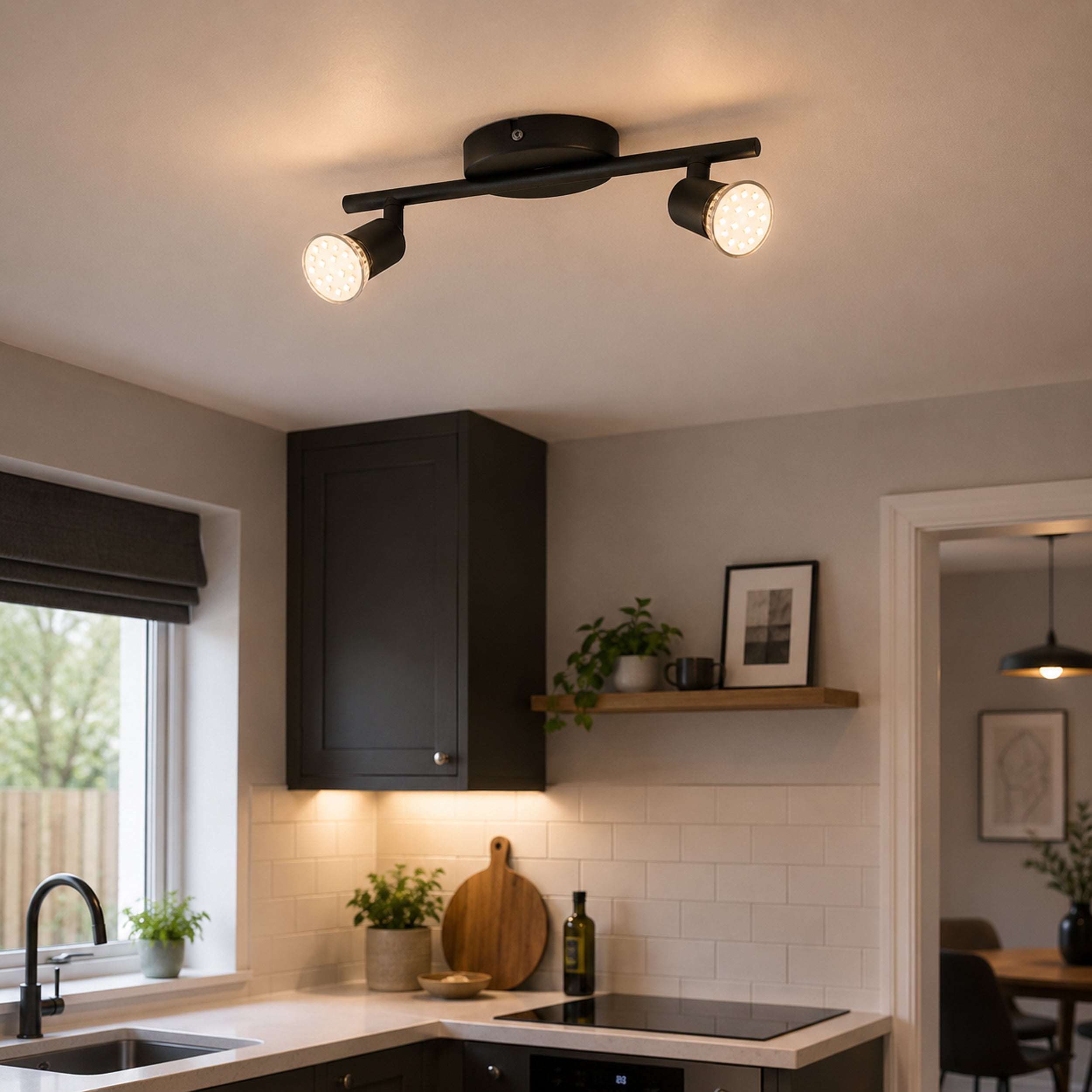Eglo EU MINTING Pendant Ceiling Light – Black Steel with White Paper Shade, E27, Height Adjustable, Indoor Lighting