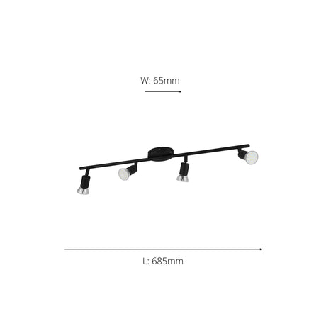 Eglo EU Buzz-LED Black Steel 4-Light Spotlight