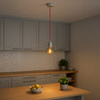 Eglo EU YORTH Pendant Light – Grey Steel, Red Textile Cable, E27, Vintage Indoor Pendant Lighting