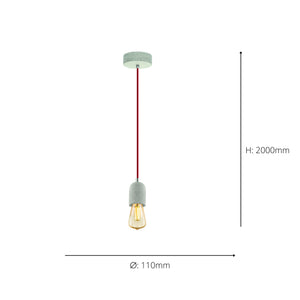 Eglo EU YORTH Pendant Light – Grey Steel, Red Textile Cable, E27, Vintage Indoor Pendant Lighting