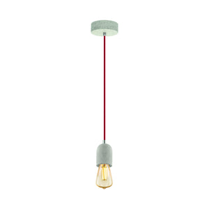 Eglo EU YORTH Pendant Light – Grey Steel, Red Textile Cable, E27, Vintage Indoor Pendant Lighting