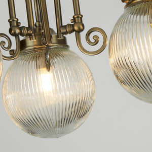 Searchlight Electric Belvue 3Lt Flush  - Antique Brass Metal & Clear Glass 32593-3AB