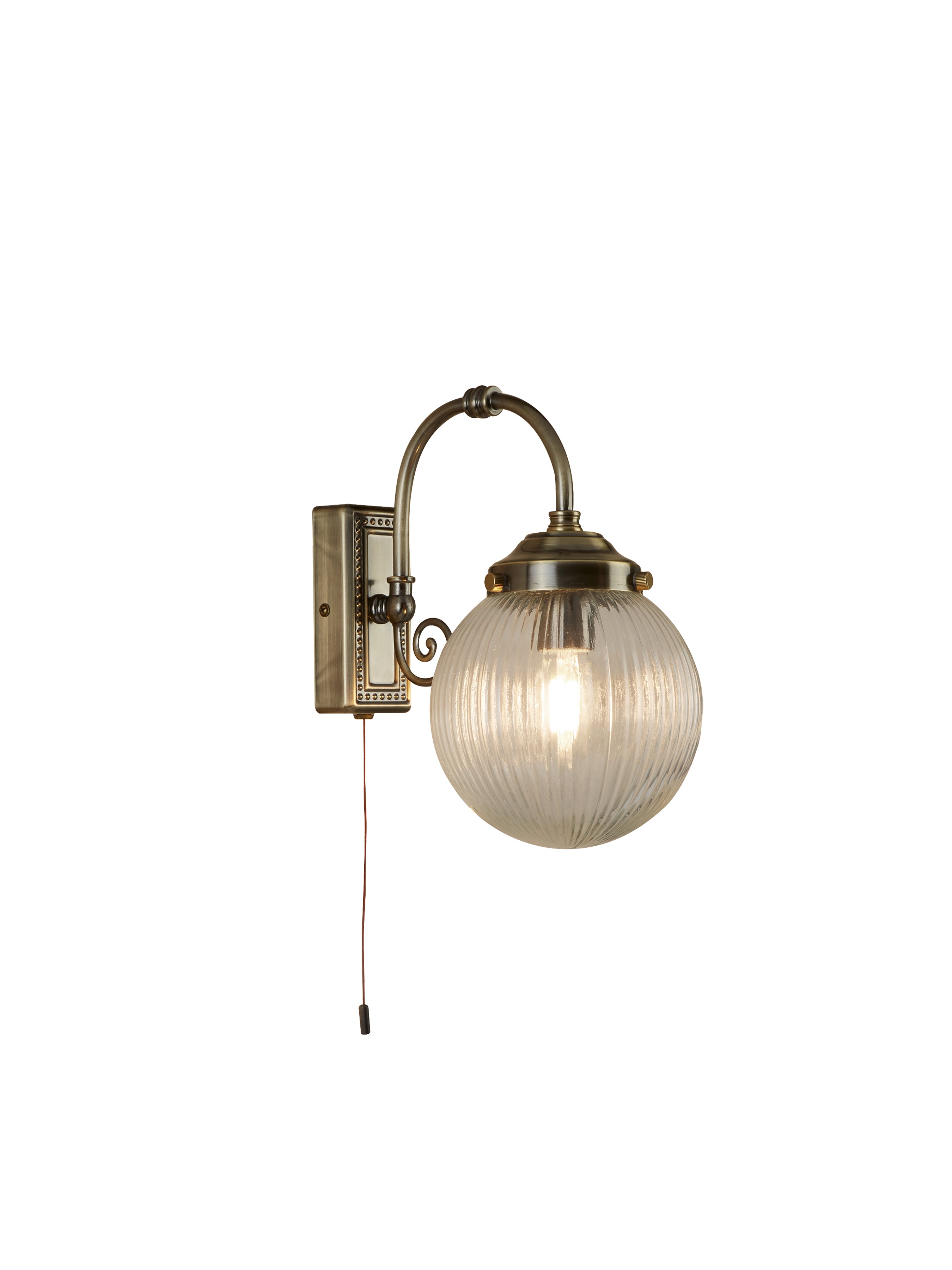 Belvue Wall Light  - Antique Brass Metal & Clear Glass
