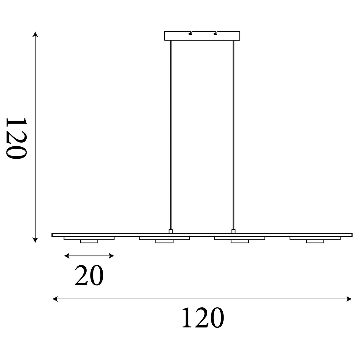 Searchlight Electric Space 4Lt LED Bar Pendant, Black Metal 32804-4BK