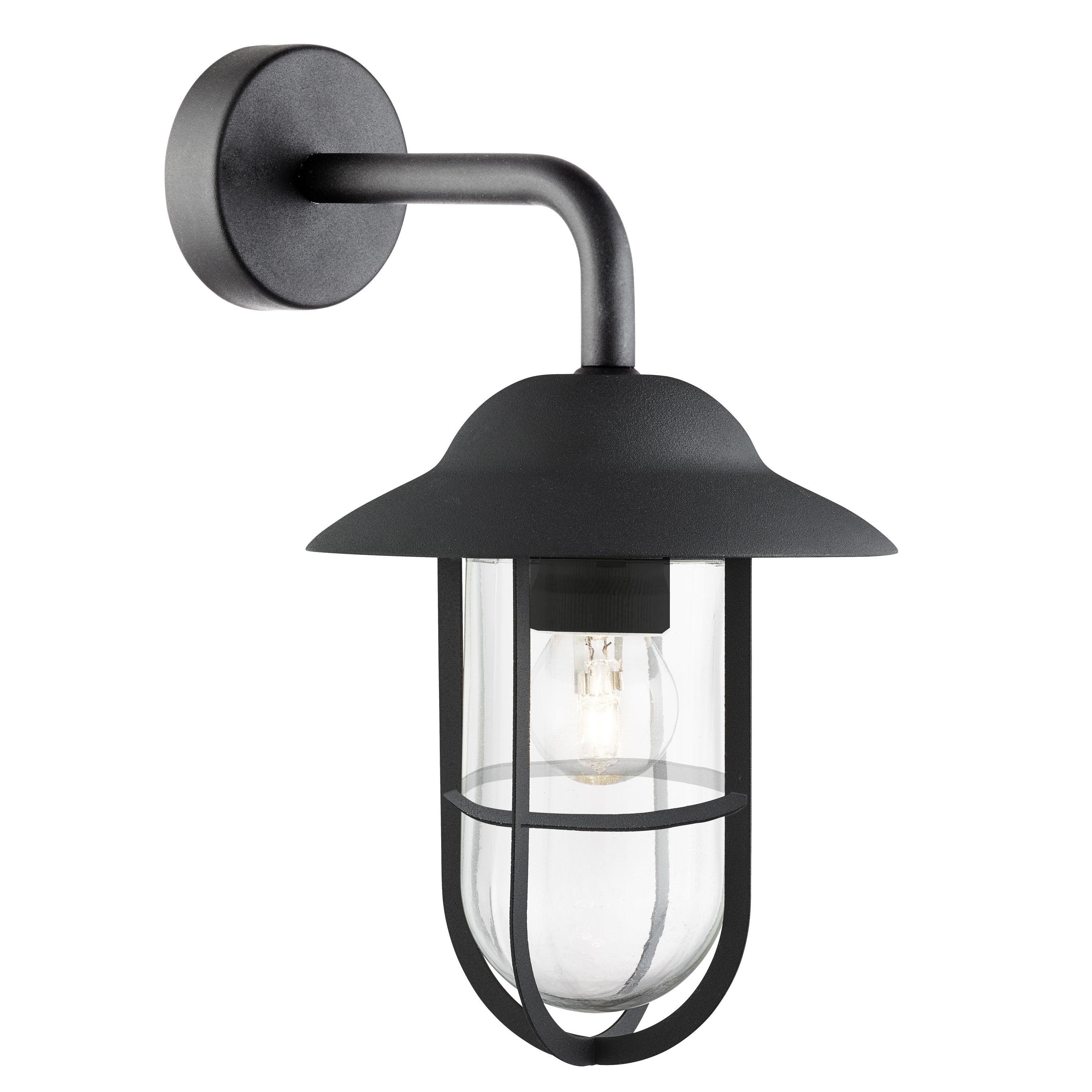 Toronto Outdoor Wall Light - Black Metal & Clear Glass