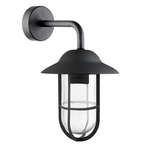 Searchlight Electric Toronto Outdoor Wall Light - Black Metal & Clear Glass 3291BK