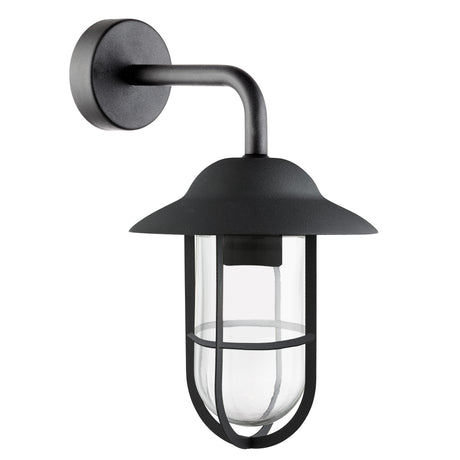 Searchlight Electric Toronto Outdoor Wall Light - Black Metal & Clear Glass 3291BK
